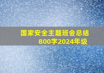 国家安全主题班会总结800字2024年级