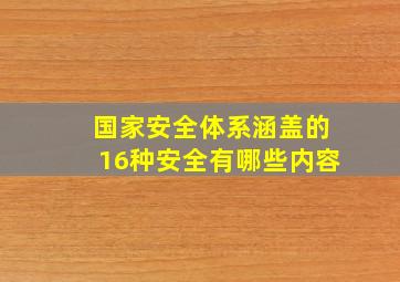 国家安全体系涵盖的16种安全有哪些内容