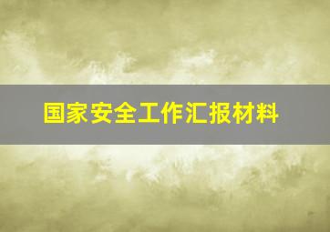 国家安全工作汇报材料