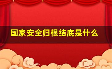 国家安全归根结底是什么