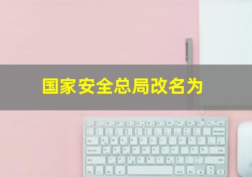 国家安全总局改名为