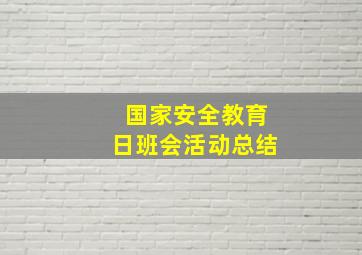 国家安全教育日班会活动总结