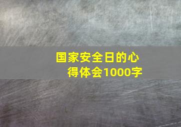 国家安全日的心得体会1000字