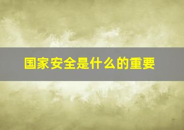 国家安全是什么的重要