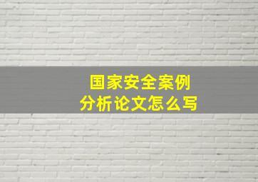 国家安全案例分析论文怎么写