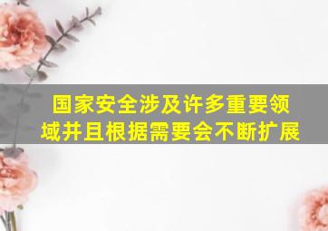 国家安全涉及许多重要领域并且根据需要会不断扩展