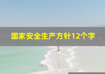 国家安全生产方针12个字