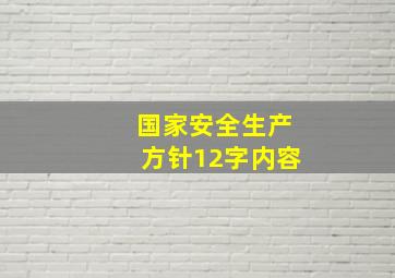 国家安全生产方针12字内容