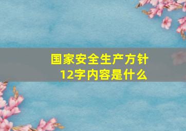 国家安全生产方针12字内容是什么