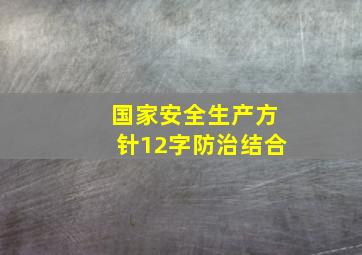 国家安全生产方针12字防治结合