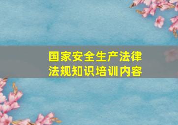 国家安全生产法律法规知识培训内容