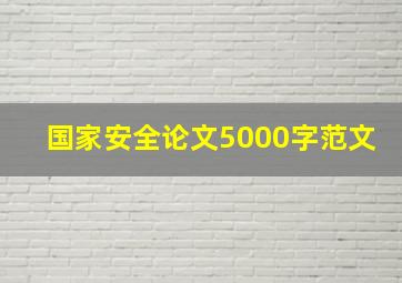 国家安全论文5000字范文