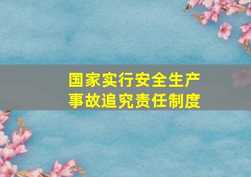 国家实行安全生产事故追究责任制度