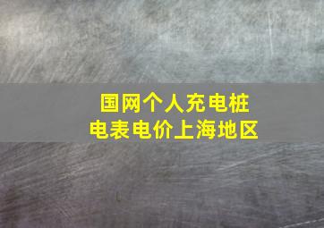 国网个人充电桩电表电价上海地区