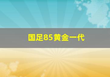 国足85黄金一代