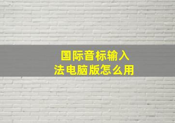 国际音标输入法电脑版怎么用