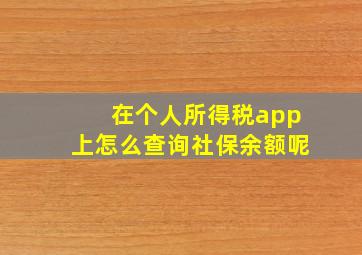 在个人所得税app上怎么查询社保余额呢