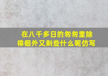 在八千多日的匆匆里除徘徊外又剩些什么呢仿写