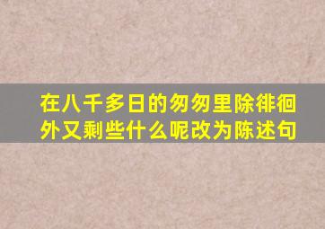 在八千多日的匆匆里除徘徊外又剩些什么呢改为陈述句