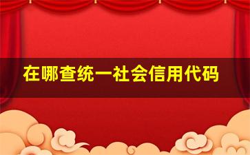 在哪查统一社会信用代码