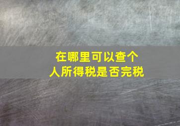 在哪里可以查个人所得税是否完税