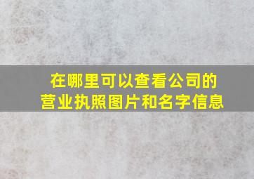 在哪里可以查看公司的营业执照图片和名字信息