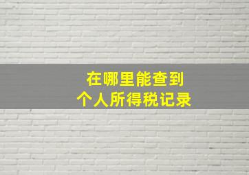 在哪里能查到个人所得税记录