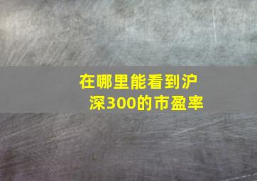 在哪里能看到沪深300的市盈率