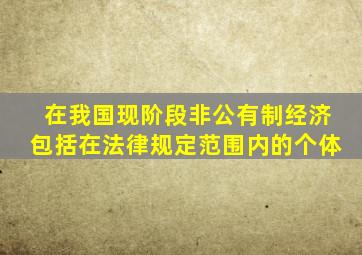 在我国现阶段非公有制经济包括在法律规定范围内的个体