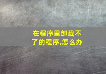 在程序里卸载不了的程序,怎么办