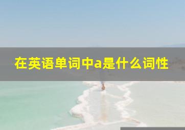 在英语单词中a是什么词性