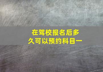 在驾校报名后多久可以预约科目一