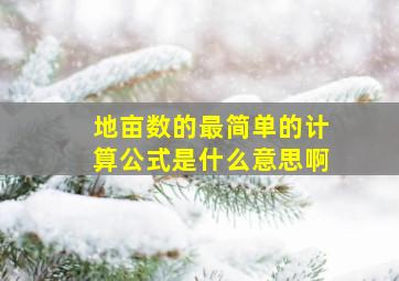 地亩数的最简单的计算公式是什么意思啊