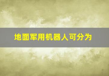 地面军用机器人可分为