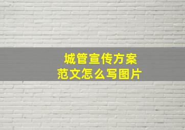 城管宣传方案范文怎么写图片