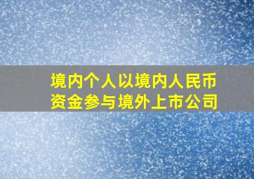 境内个人以境内人民币资金参与境外上市公司