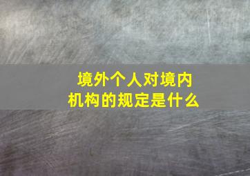 境外个人对境内机构的规定是什么