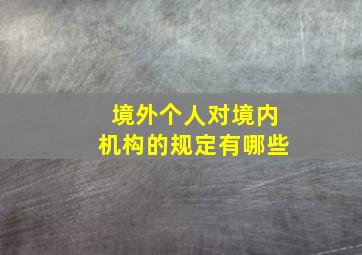 境外个人对境内机构的规定有哪些