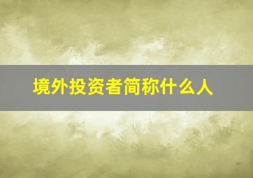 境外投资者简称什么人