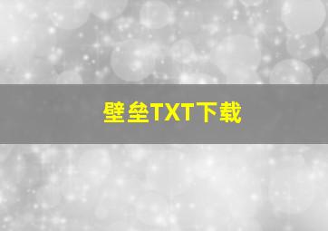 壁垒TXT下载