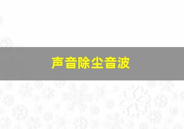 声音除尘音波