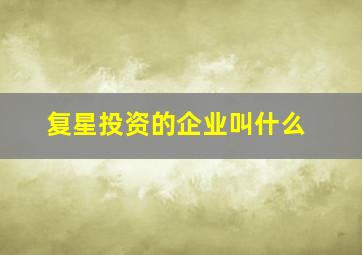 复星投资的企业叫什么