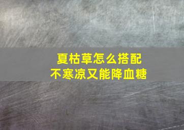 夏枯草怎么搭配不寒凉又能降血糖