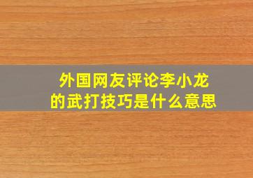 外国网友评论李小龙的武打技巧是什么意思