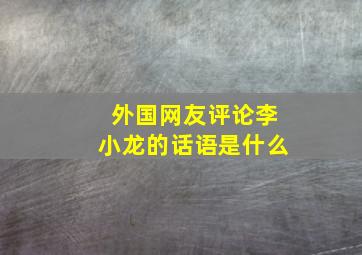 外国网友评论李小龙的话语是什么