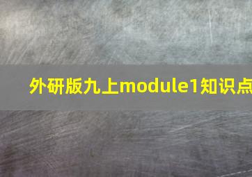 外研版九上module1知识点