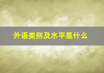 外语类别及水平是什么