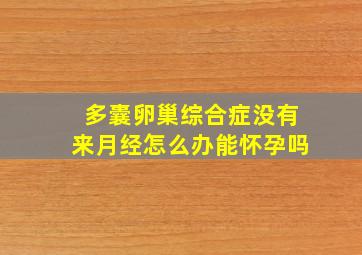 多囊卵巢综合症没有来月经怎么办能怀孕吗