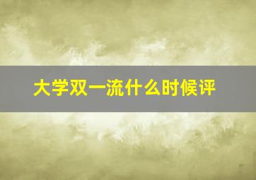 大学双一流什么时候评