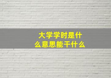 大学学时是什么意思能干什么